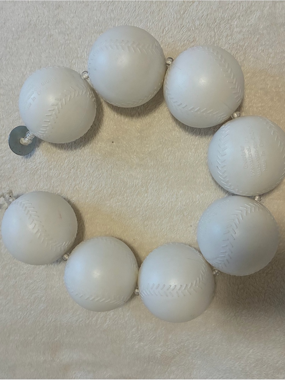 White Women’s Baseball Bead Necklace Made by Cincinnati Artist
